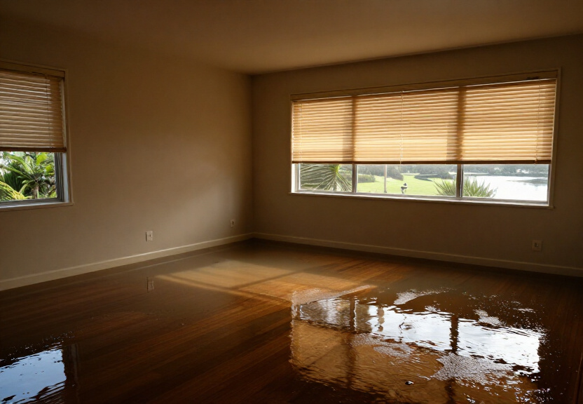 Flooded retail space in Banksia before cleanup