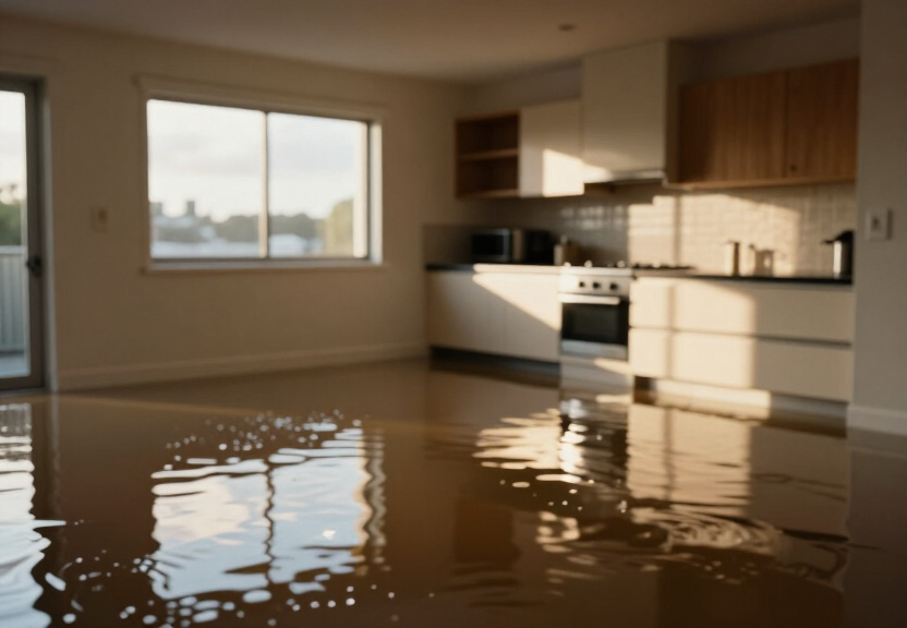 Waterlogged garage in Banksia before drying